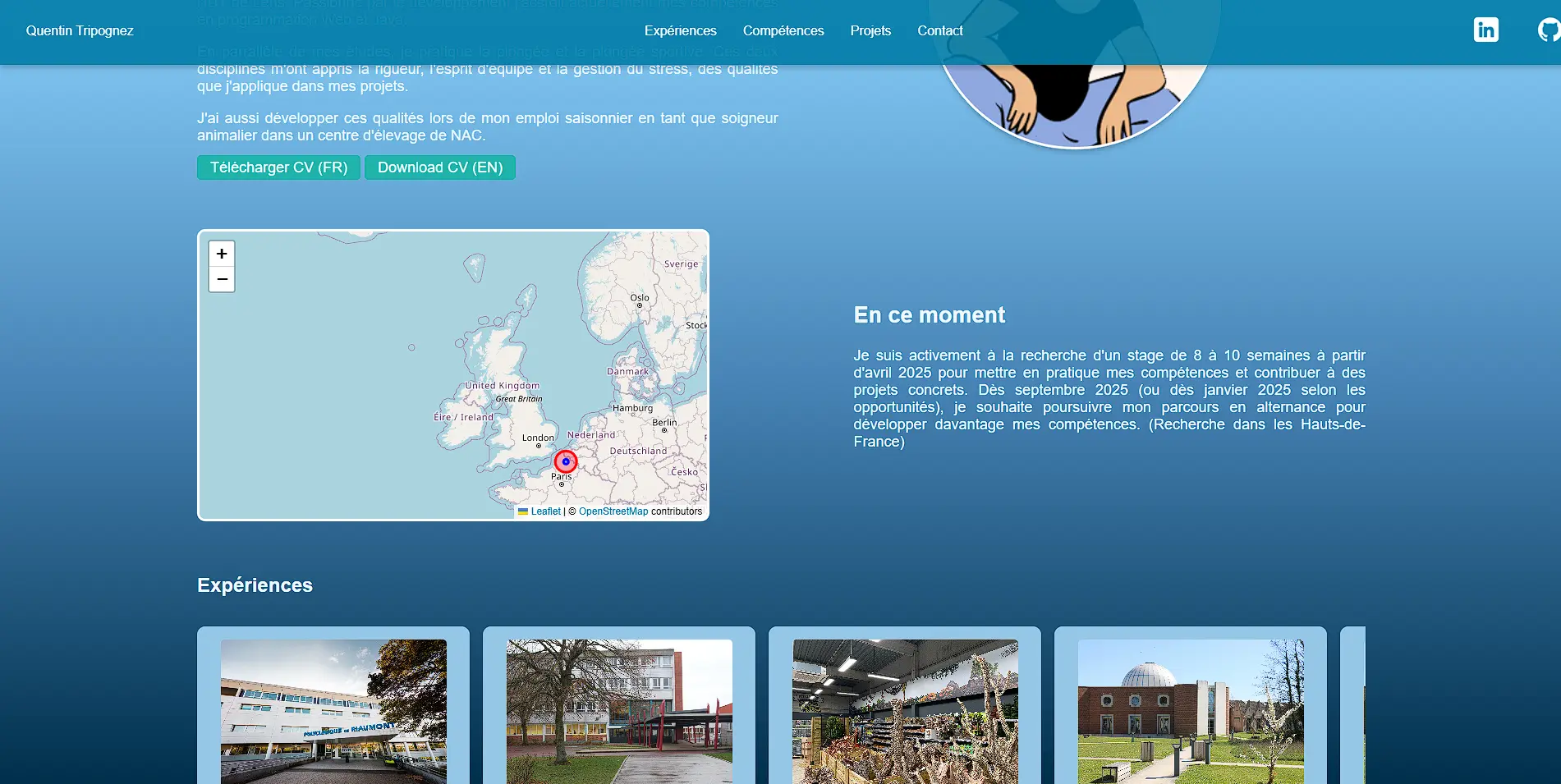 Capture d'écran du portfolio